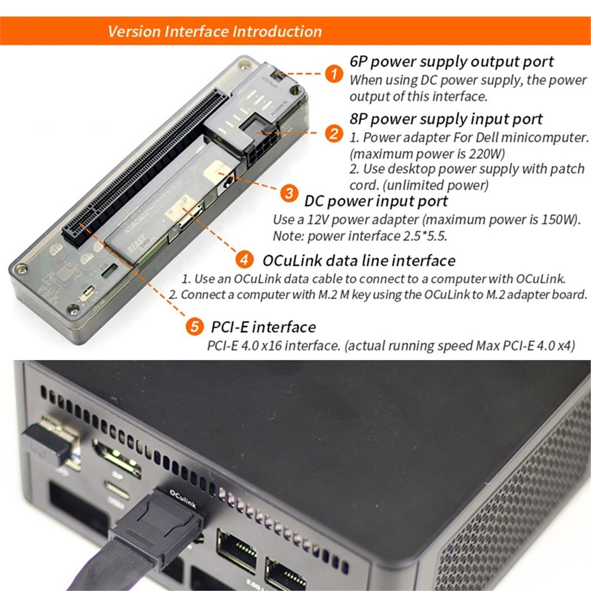 External Gpu Dock Pcie 4.0 Oculink - Promotion : Station d'accueil GPU OCuLink