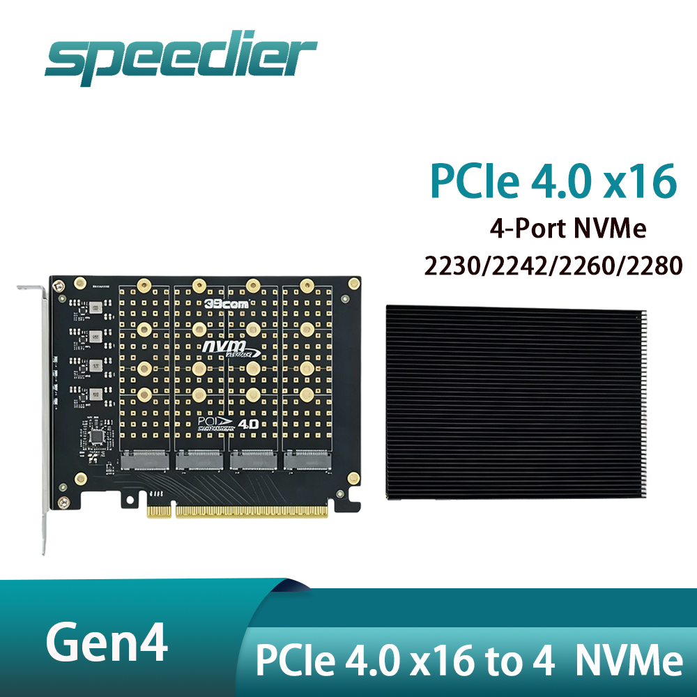 Carte adaptateur PCIe 4.0 X16  - Quad M.2 Nvme Pcie Bifurcation Card avis et prix